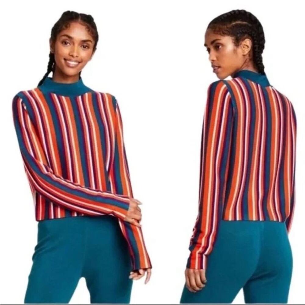 Victor Glemaud Target Mock Neck Sweater M Retro Preppy Hippie Vintage Inspired